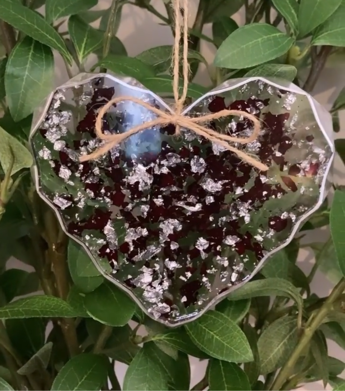 *MADE TO ORDER* Memorial inclusion hanging heart ornament