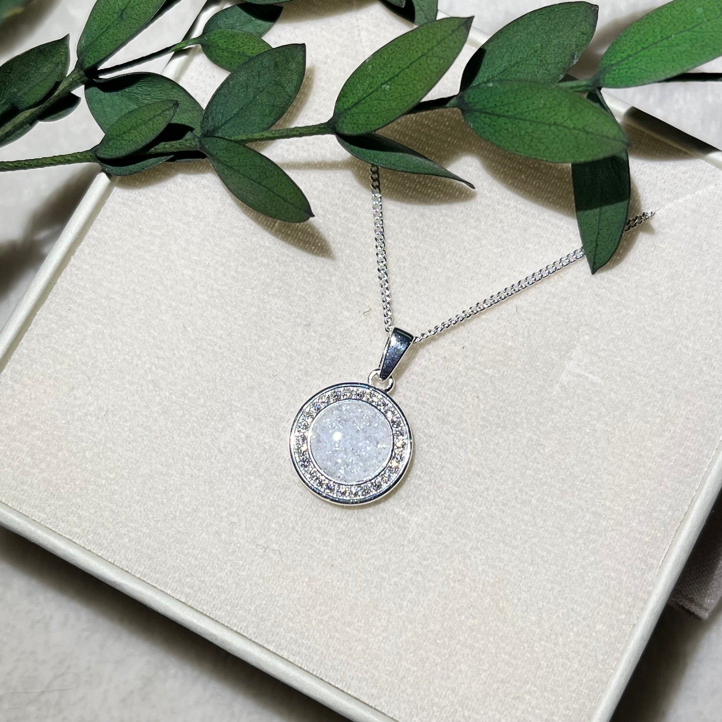 *MADE TO ORDER* Sterling silver round halo necklace