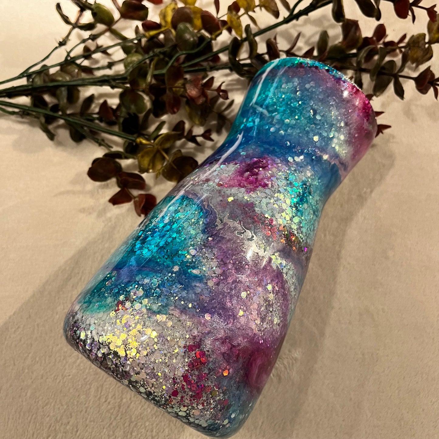 *MADE TO ORDER* Custom full glitter base & ink drop vase