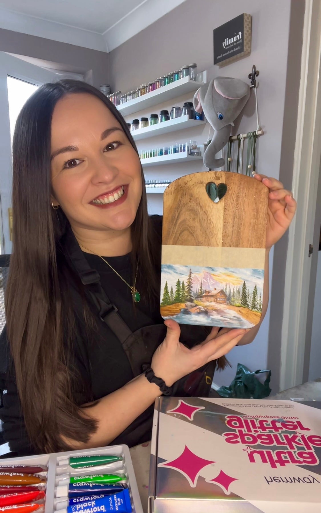 Hand painted decal blend serving board