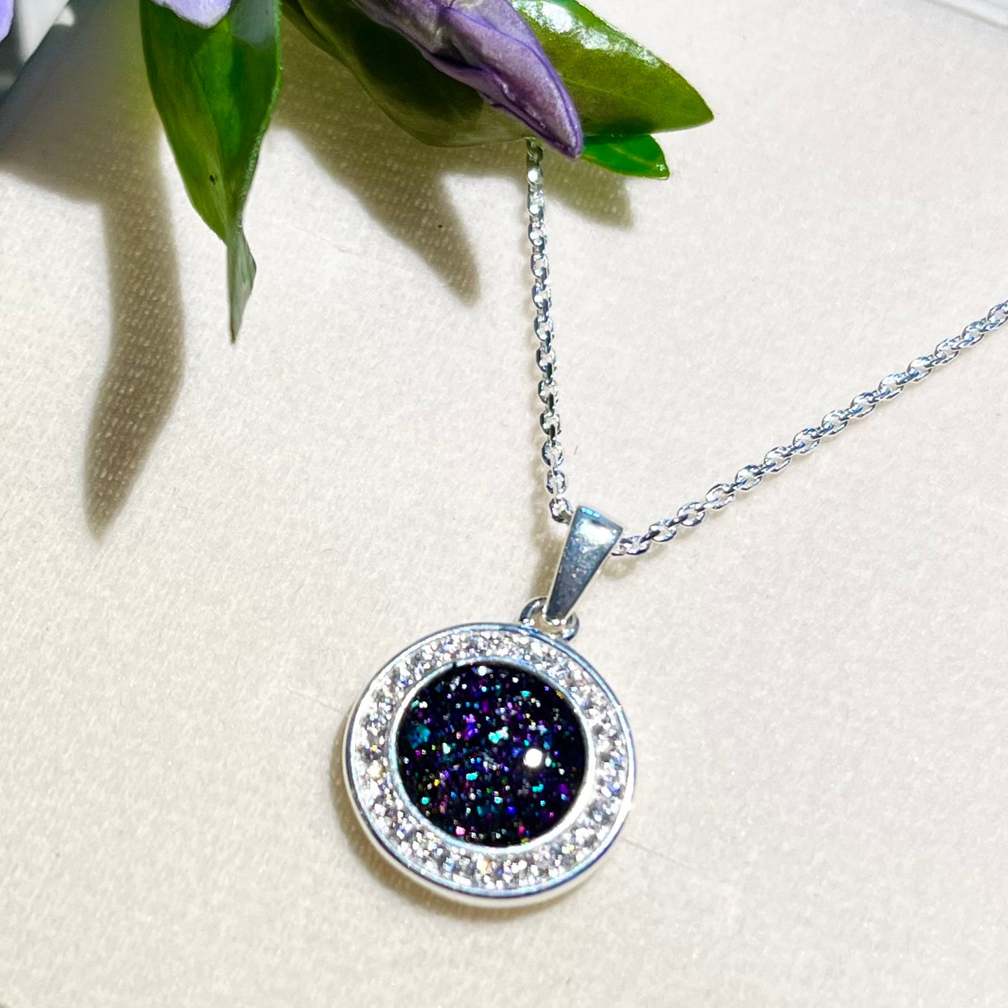 *MADE TO ORDER* Sterling silver round halo necklace
