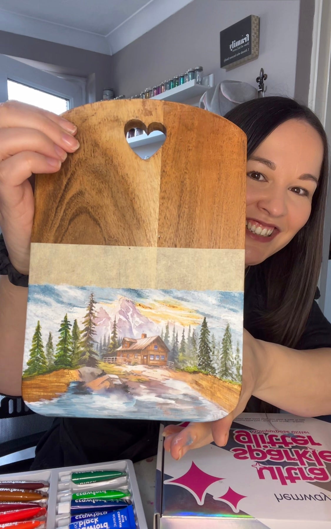 Hand painted decal blend serving board
